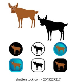 Flat Moose Animal Icon Collection