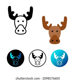 Flat Moose Head Icon Illustration