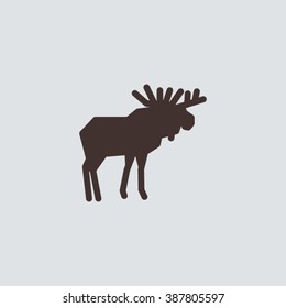 Flat moose icon for map, cartography, app or web. Vector sign.