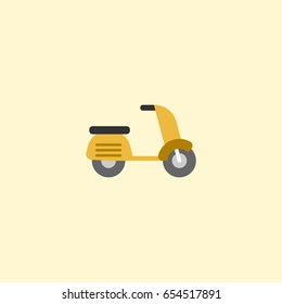 Flat Moped Element. Vector Illustration Of Flat Scooter Isolated On Clean Background. Can Be Used As Moped, Motorbike And Scooter Symbols.