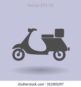 Flat moped icon. Vector