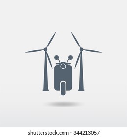 Flat moped icon. Vector