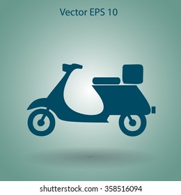 Flat moped icon. Vector