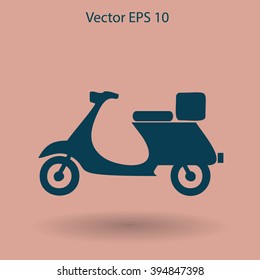 Flat moped icon. Vector