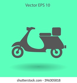 Flat moped icon. Vector
