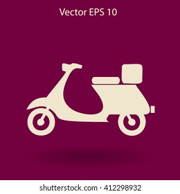 Flat moped icon. Vector