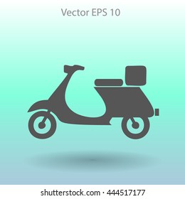 Flat moped icon. Vector