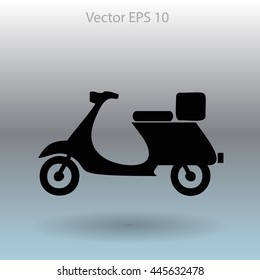 Flat moped icon. Vector