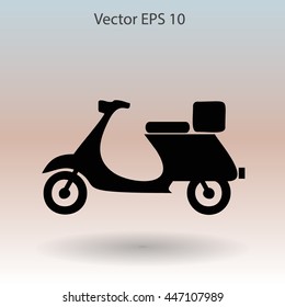 Flat moped icon. Vector