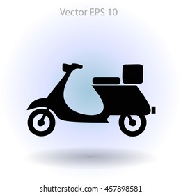 Flat moped icon. Vector