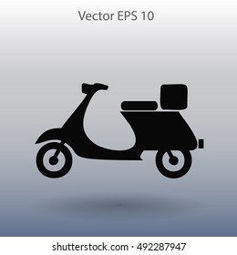 Flat moped icon. Vector