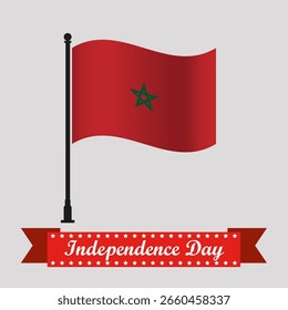 Flat Morocco Independence Day With Waving Flag