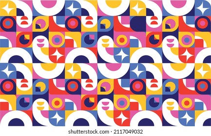 Flat Mosaic Background With Geometric Shapes. Geometric Abstract Vector. Flat Mosaic Background