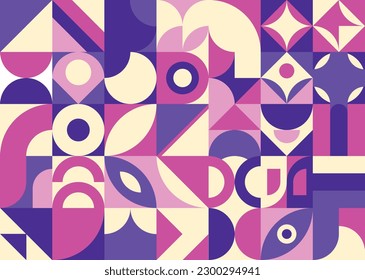 Flat mosaic background, Modern geometry figure, shape. Bauhaus. Minimal mural texture print.