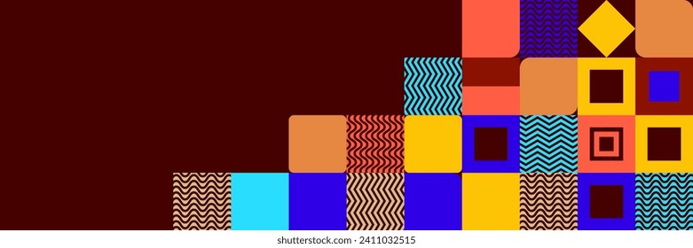 Flat mosaic banner background with geometric shapes