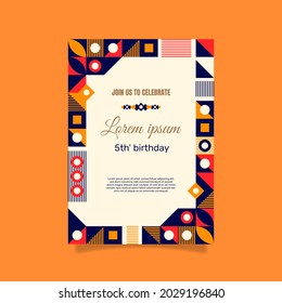 Flat mosaic birthday poster. -  Vector.