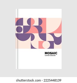 Flat mosaic Book Cover template. Vector Illustration