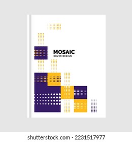 Plantilla de cubierta del libro de mosaico plano. Ilustración vectorial