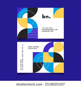 Flat mosaic business card vector design in eps 10