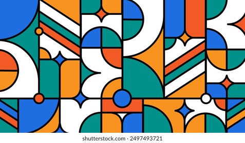 Flat mosaic colorful geometric background