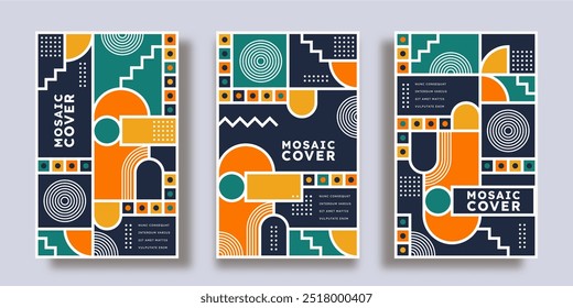 Flat mosaic covers collection vector 
design in eps 10
