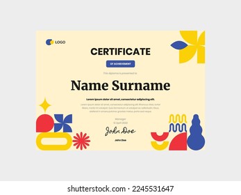 flat mosaic geometry abstract certificate template