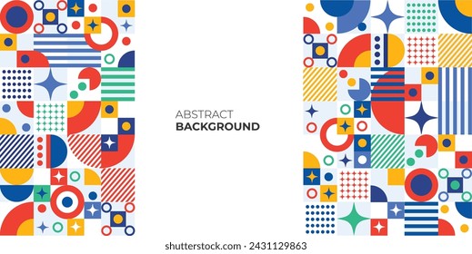 Flat mosaic horizontal banners colorfull