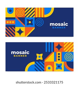 Anuncios Horizontales de mosaico plano con diseño de Vector en eps 10