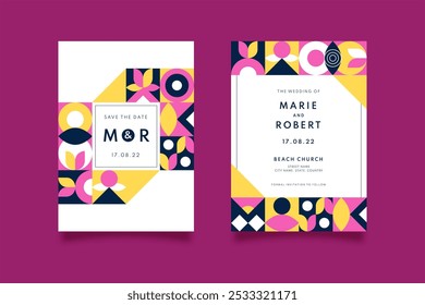 Flat mosaic invitation template vector design in eps 10