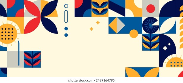 Flat mosaic social media cover template vector design in eps 10