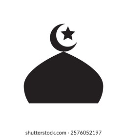 Flat mosque dome icon design. Islamic symbol vector illustration template. Isolated black color on a white background.