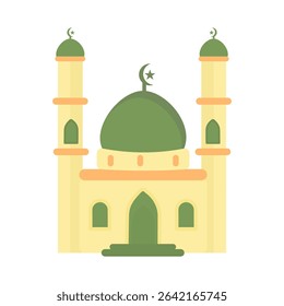 Flat Mosque Illustration for Islamic Icon, Eid Mubarak Banner, Prayer App UI, Poster Design, and Religious Content