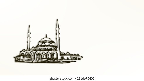 flat mosque silhouette background for gretting design vector