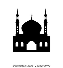 ilustración vectorial de silueta de mezquita plana. Edificios de mezquita islámica en silueta para el diseño de elementos de fondo. Silueta de la Mezquita Musulmana. Ramadán ramadán kareem. eid mubarak.