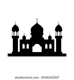 flat mosque silhouette vector illustration. Islamic mosque buildings in silhouette for background element design. Muslim Mosque Silhouette. Ramadan ramadhan kareem. eid mubarak.