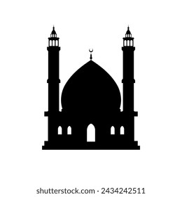 flat mosque silhouette vector illustration. Islamic mosque buildings in silhouette for background element design. Muslim Mosque Silhouette. Ramadan ramadhan kareem. eid mubarak.