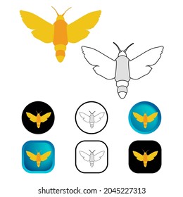 Flat Moth Insect Icon Collection