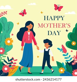 flat mother day with flower blossom vector