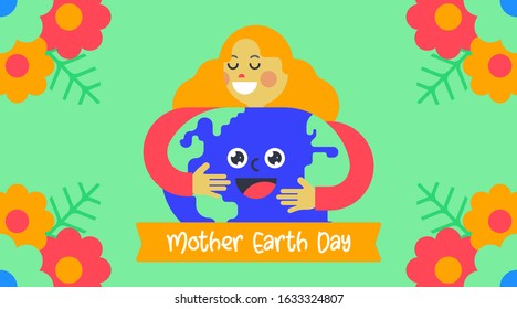 Flat mother earth day background illustration vector