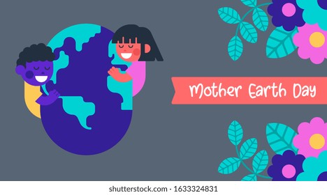 Flat mother earth day background illustration vector