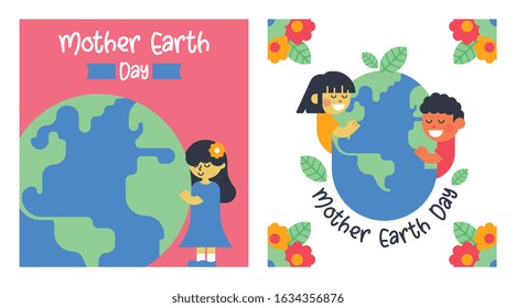 Flat mother earth day background illustration vector