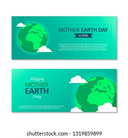 flat mother earth day banner. earth illustration. cute globe.