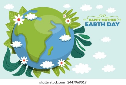 Flat mother earth day vector illustration