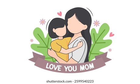 Flat mother's day template illustration