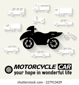 Flat motorcycle background illustration concept. Tamplate for web and mobile design
