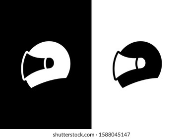 Flat motorcycle helmet symbol, side view illustration, racing helmets icon set