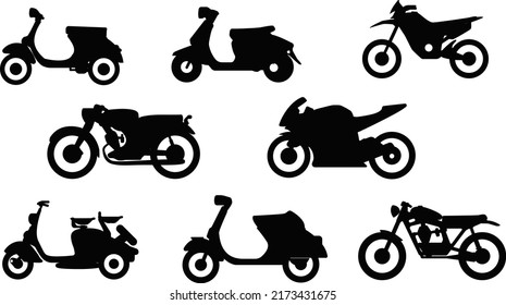 Flat Motorcycle Silhouette Vector Collection