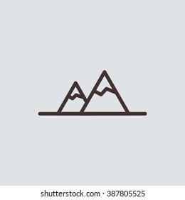 Flat mountain icon for map, cartography, app or web. Vector sign.