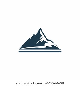 Flat Mountain Icon in Monochrome Style