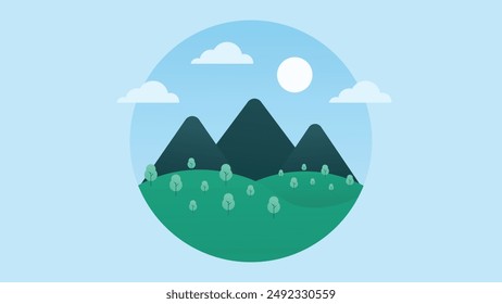 Flat mountain landscape. Minimal vector illustration.